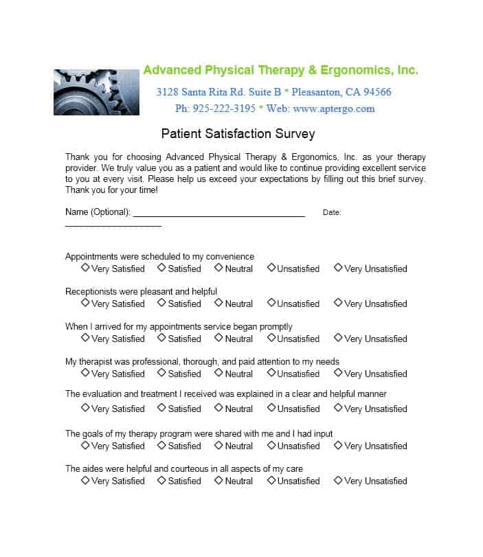 Patient Satisfaction Survey Template 52
